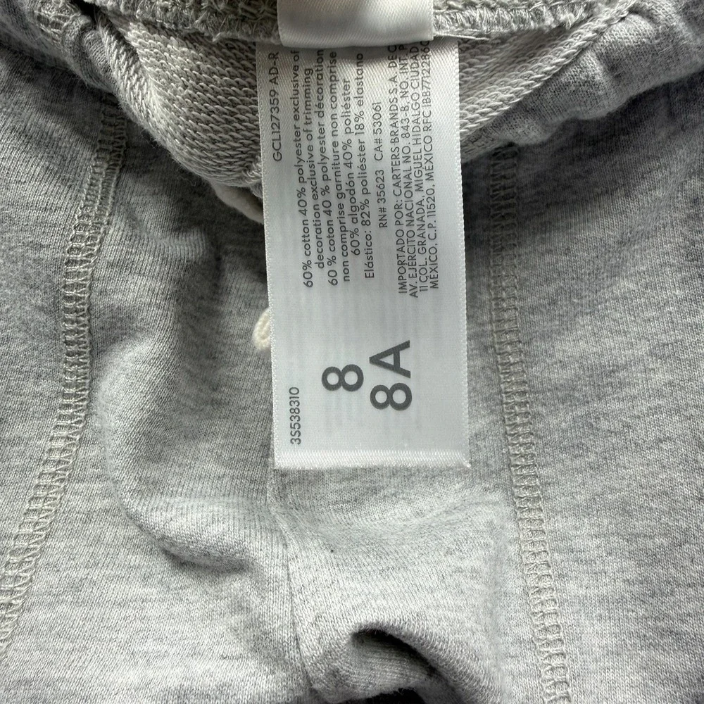 Carters Shorts Boys Size 8 Grey Cotten Blend Drawstring Sweat Shorts Boys Size 8